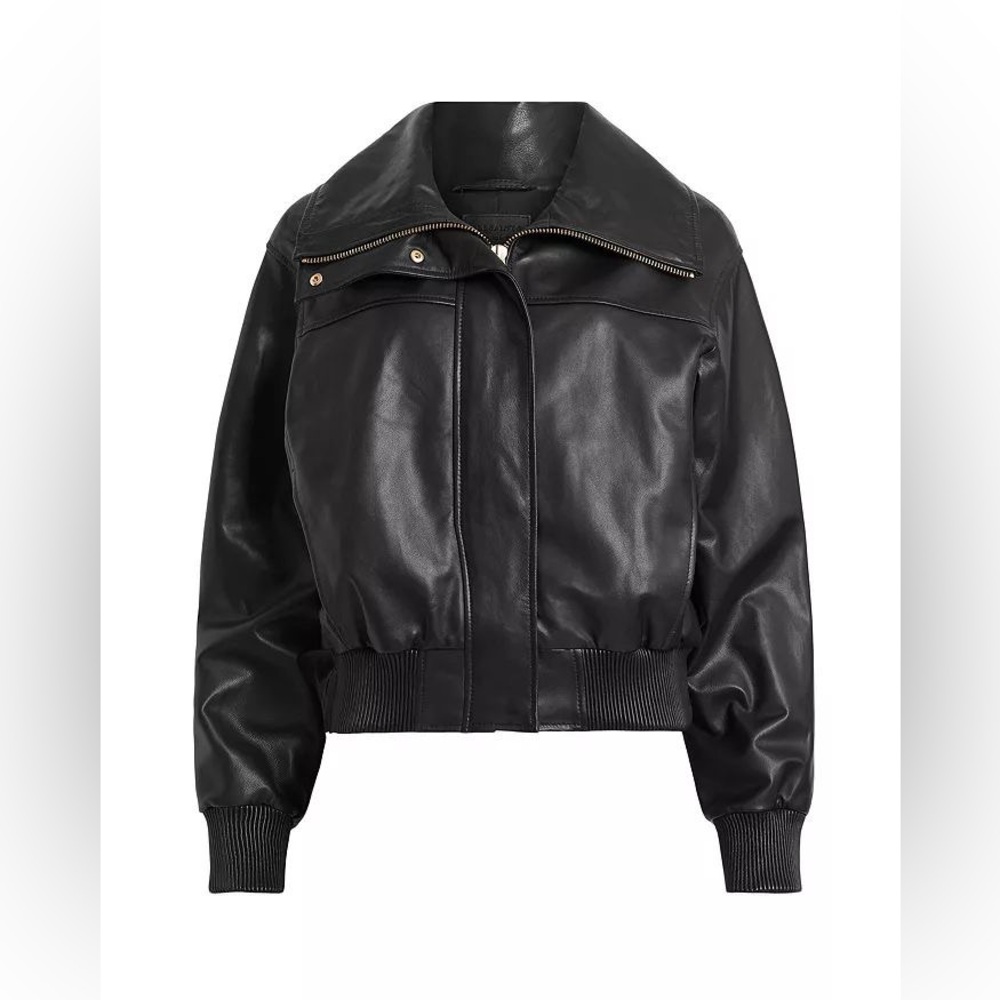 ALLSAINTS Etta Jacket Black Leather Size US 00 - Picture 6 of 7